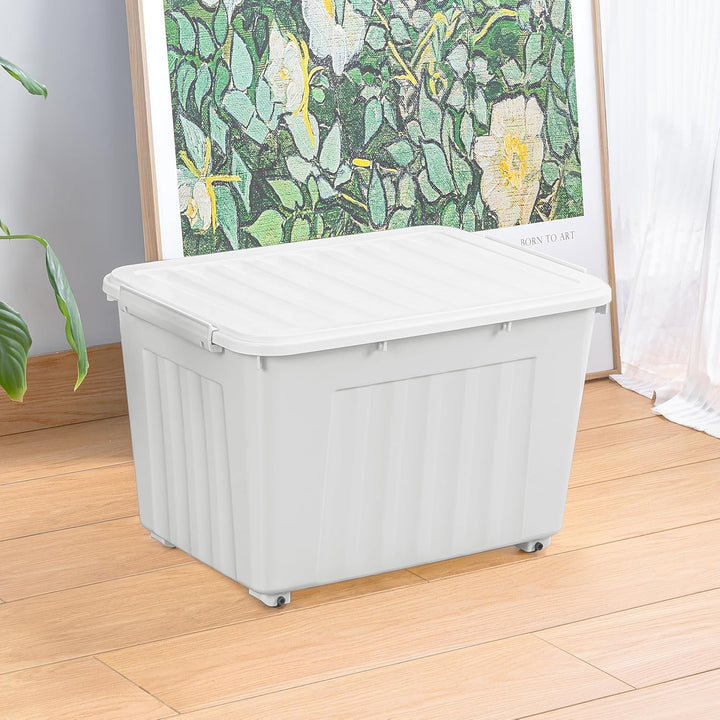 Cetomo,55L,6er-Pack, Aufbewahrungsbox mit deckel,Aufbewahrungsboxen, mit Clips, stapelbar, Wohnzimme