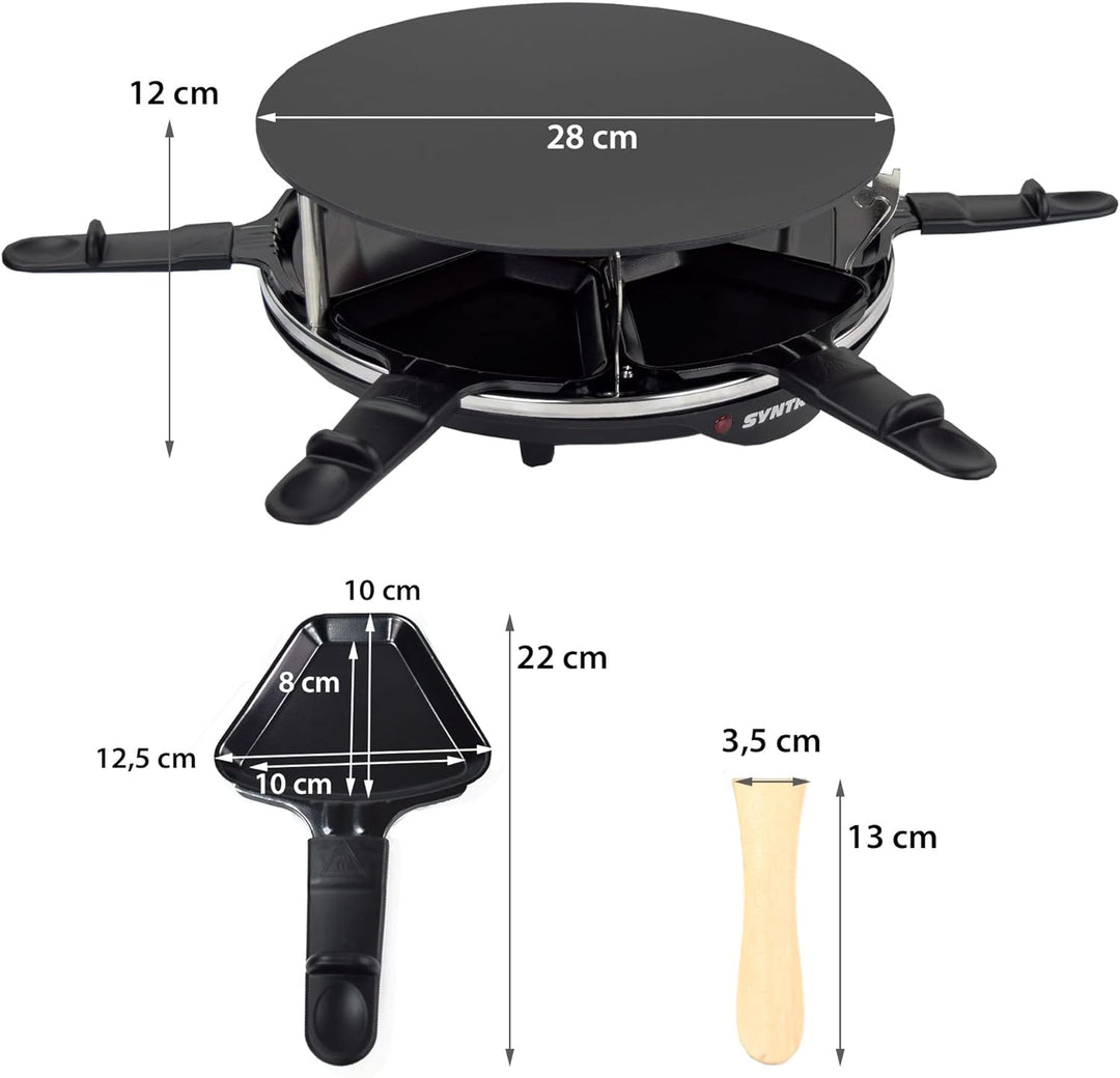 Syntrox Germany Raclette mit Glas-Keramik Grillplatte Design Glas für 6 Personen Grill RAC-900W-Lill