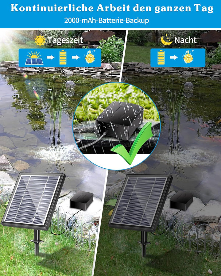 Biling Solar Teichbelüfter mit akku, 2.5W Solar Sauerstoffpumpe für Teich Teichbelüfter Solar Aquari