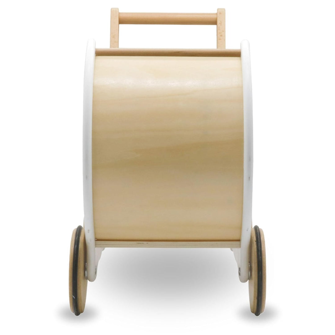 Mamabrum Holzwagen für Puppen und Bären, Baby Pöckchen 1+, Spielwagen für Kinder ab 1 Jahr, Rutschhe