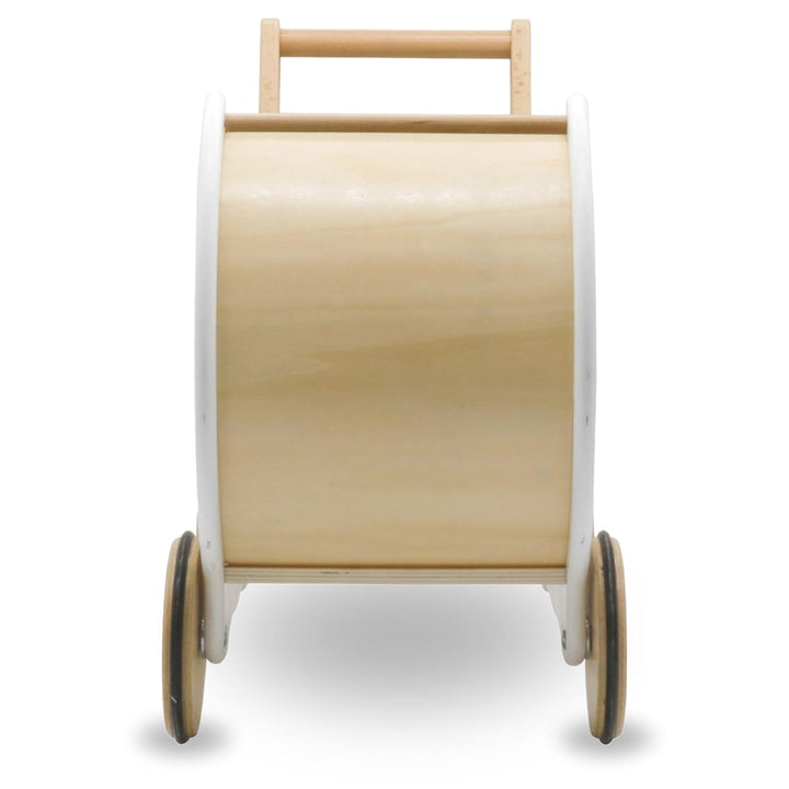 Mamabrum Holzwagen für Puppen und Bären, Baby Pöckchen 1+, Spielwagen für Kinder ab 1 Jahr, Rutschhe