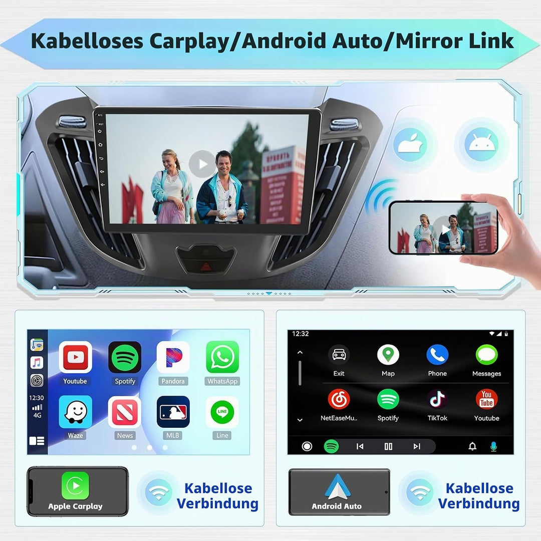 [8Cores 4G+64G] Hikity Autoradio Android 15 Für Ford Transit Tourneo Custom 2013-2019 9Zoll Touch Di
