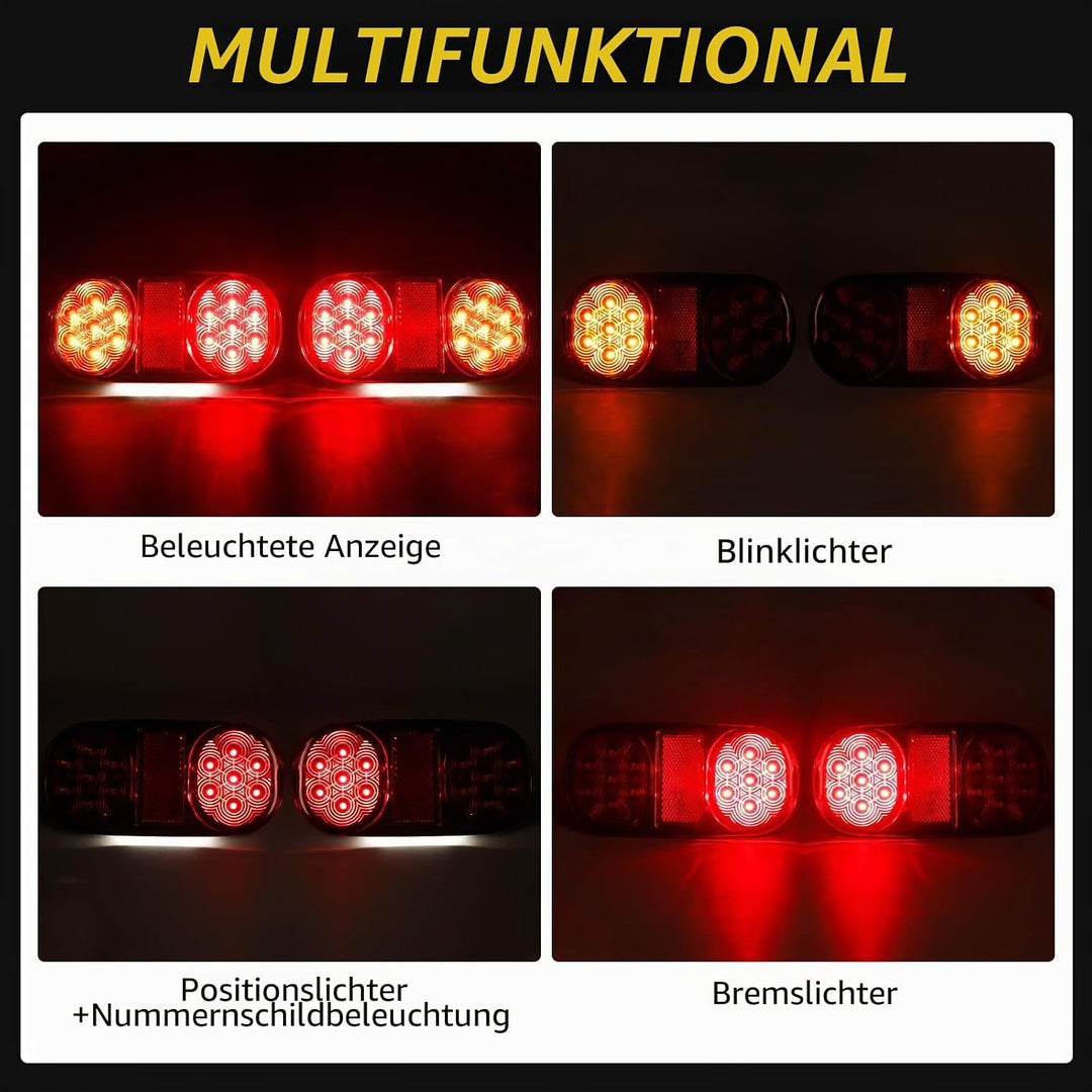2 Stück LED Anhänger Rücklicht, 12V 24V Rückleuchten, IP67 Wasserdicht mit Brems, Rücklicht, Indikat