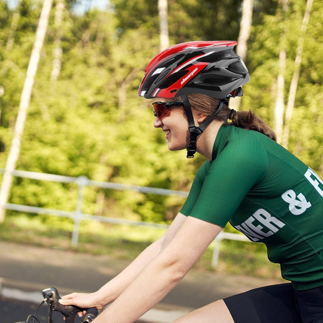 Shinmax Fahrradhelm Herren Damen MTB Helm Visier und Rücklicht mit 21 Belüftungskanäle - Erwachsene