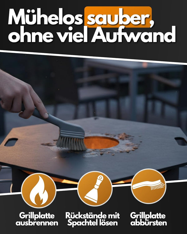 Feuerfest 123 - Feuerplatte Eckig [Ø 60 cm] - Für Feuertonnen, Kugelgrills & Feuerschalen - Universa