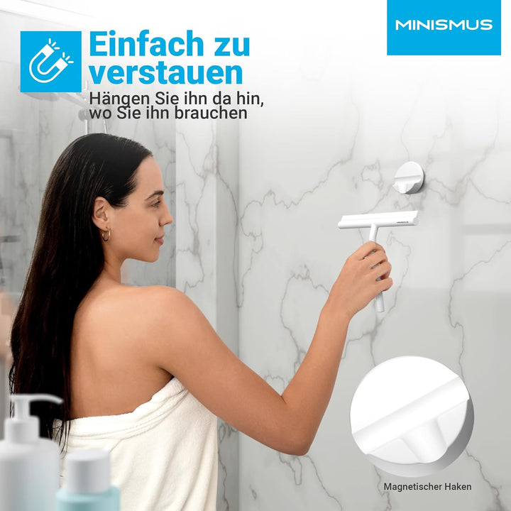 Minismus Duschabzieher - Abzieher für Dusche, Bad, Fliesen, Spiegel, Fenster - inkl. Magnet-Halterun