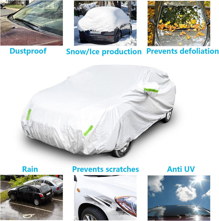 Ikaif Universal Autoabdeckung 190T Voll Wasserdicht Atmungsaktiv Kratzfest Regen Schnee Hitzebeständ