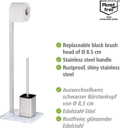 WENKO Stand WC-Garnitur Aprilia, Ständer für Toilettenpapier & Toilettenbürste, WC-Papierhalter in N