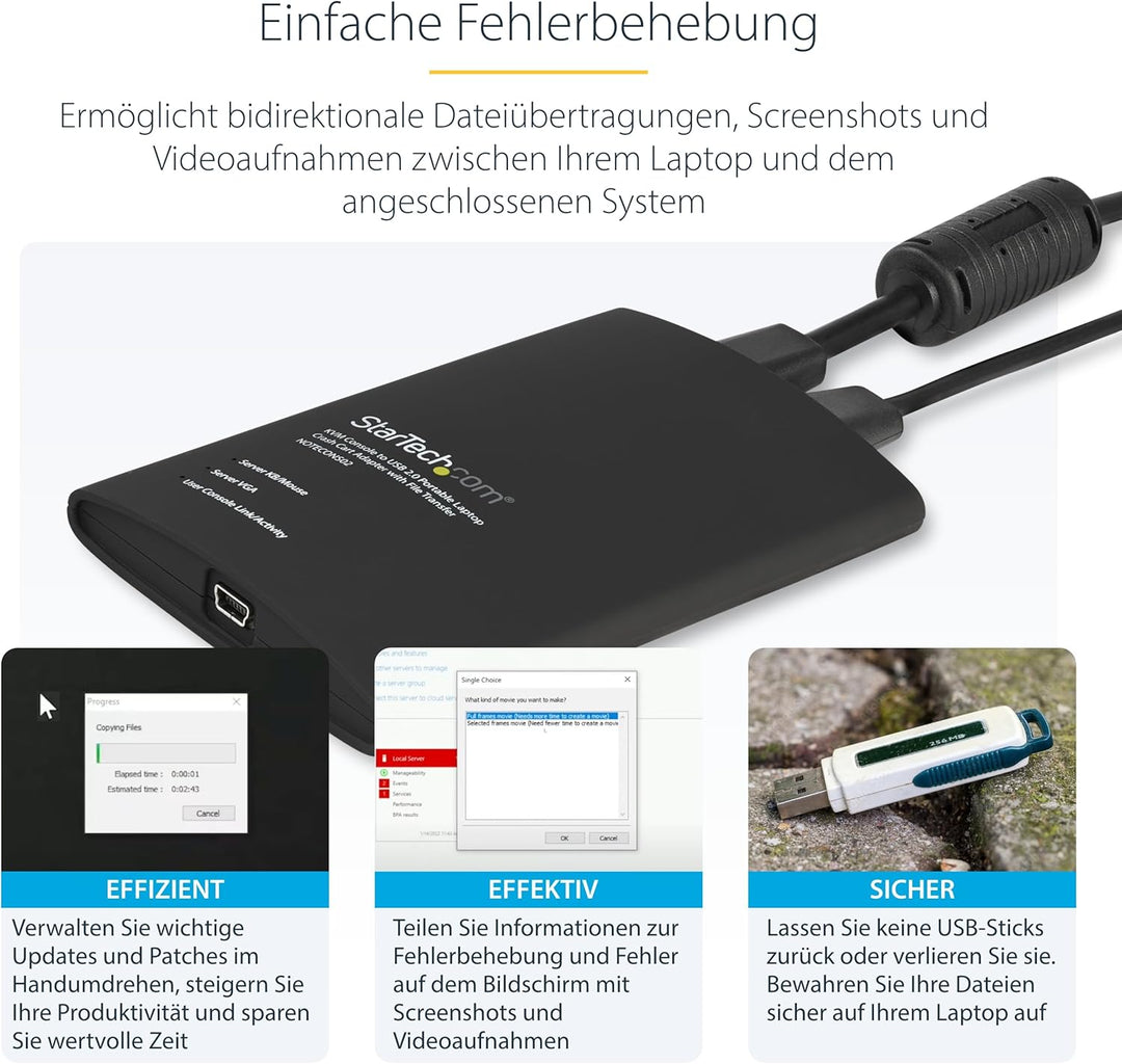 StarTech.com USB Crash Cart Adapter - Portables KVM Adapter - Laptop KVM Konsole für Headless Geräte
