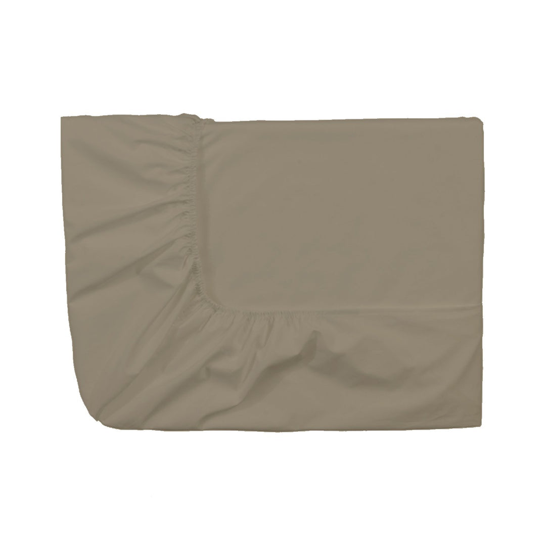 Essix Home Collection Royal Line Spannbettlaken, Perkal Leinen Baumwolle Bambus, Taupe, 180 x 200 cm