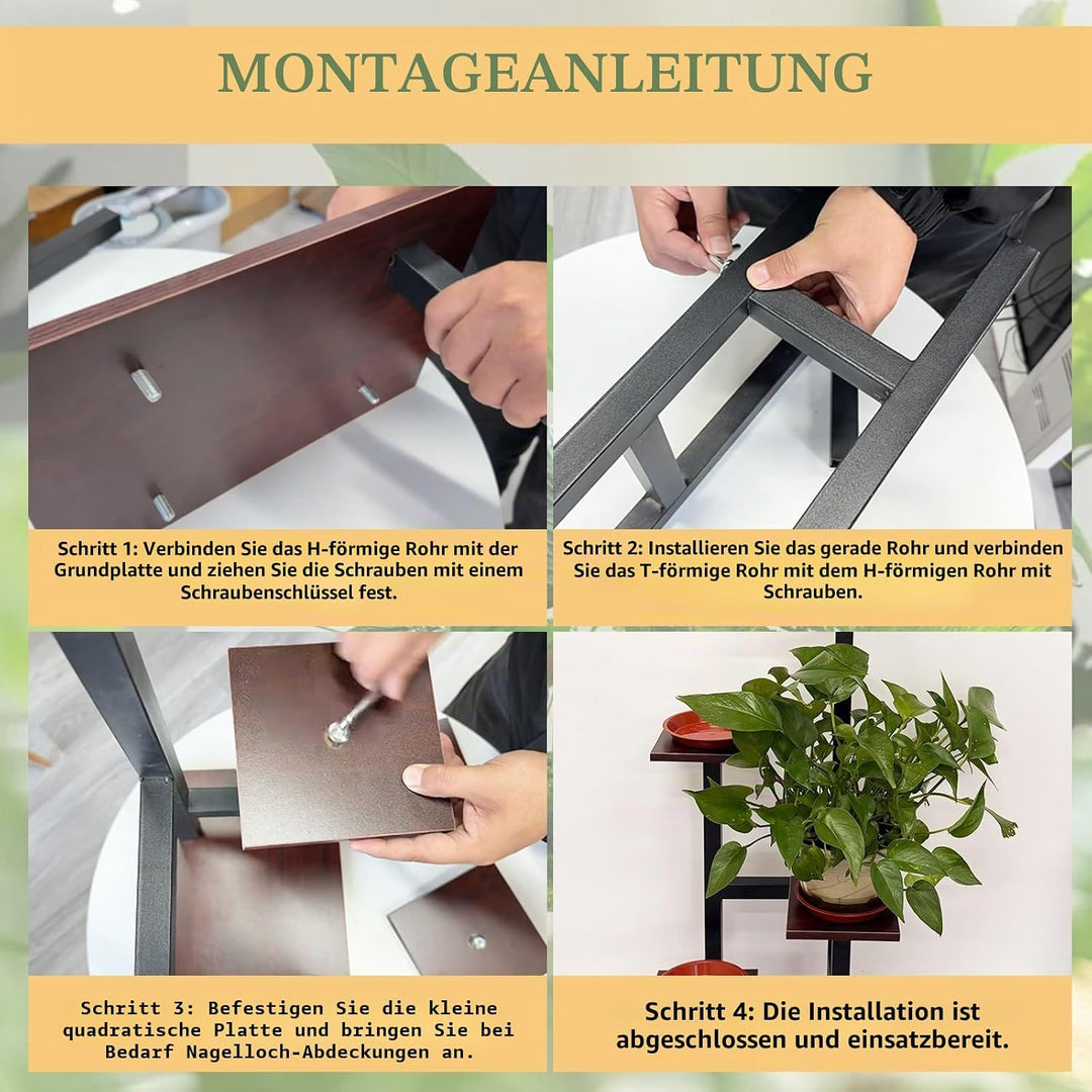 Pflanzenständer mit 5 Ebenen aus Eisen, 85 cm, mit 8 Untersetzern, modernes Regal für den Innenberei