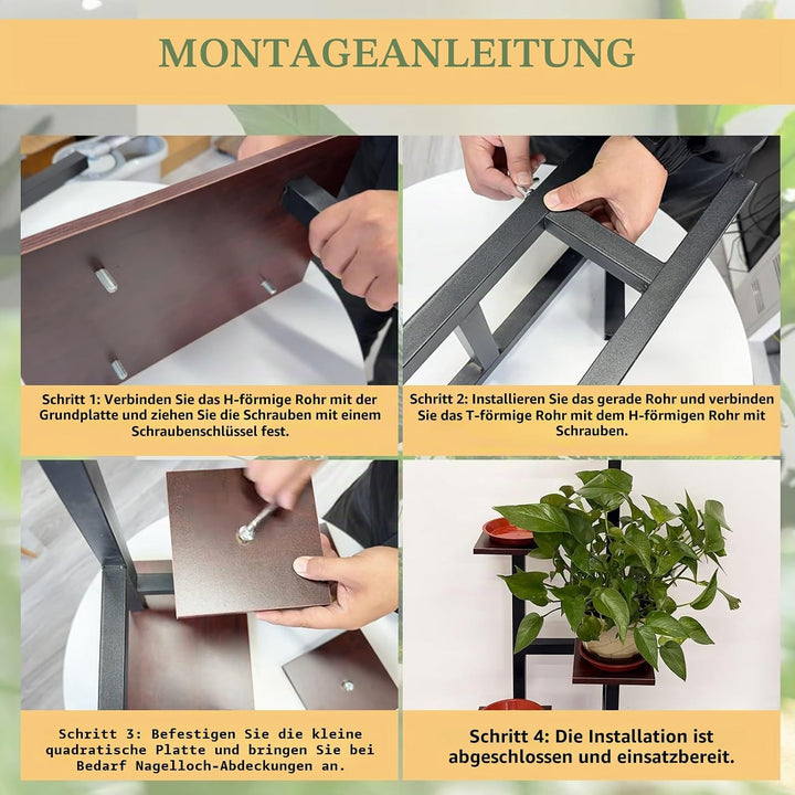 Pflanzenständer mit 5 Ebenen aus Eisen, 85 cm, mit 8 Untersetzern, modernes Regal für den Innenberei
