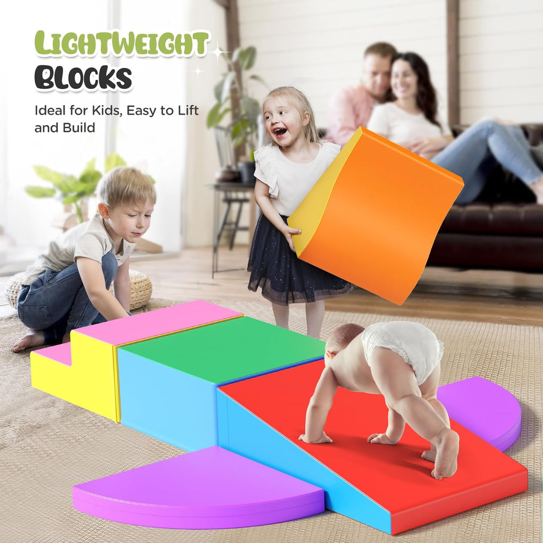 6PCS Softbausteine,Schaumstoff bausteine Kinder,Kletterbausteine aus Schaumstoff – Krabbellandschaft