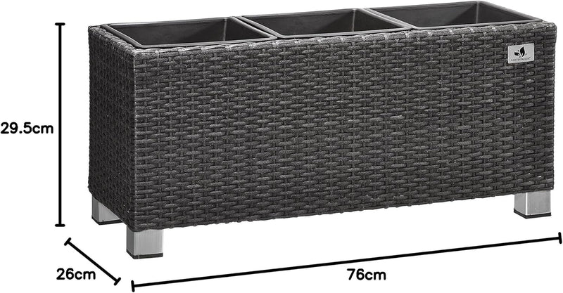 Gartenfreude Pflanzkübel, Raumteiler, Polyrattan für Innen und Aussen, Kunststoffeinsatz mit Alumini