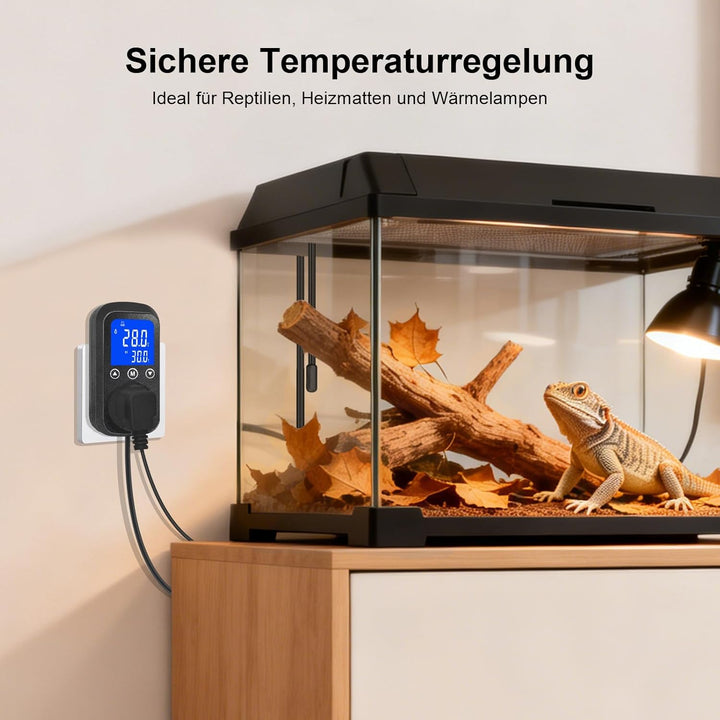 KETOTEK KT2000 Digitale Steckdose mit Thermostat 230V/16A EU Standard, Relais-Temperaturschalter & w