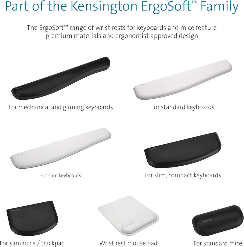 Kensington K50431EU ErgoSoft Handgelenkauflage, grau - Für mechanische und Gaming-Tastaturen, Geschw