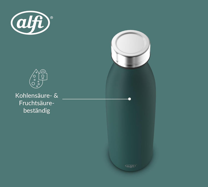 alfi PURE BOTTLE 750ml, dunkelgrün, pine green, Isolierflasche aus Edelstahl, kohlensäurefest, 12h h