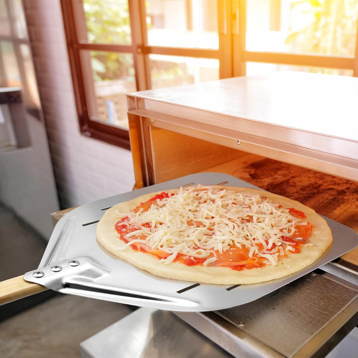 Pizzaschieber Perforiert Pizza Schieber Gross 40 × 30cm Pizzaschaufel 12 Zoll mit 38cm Abnehmbaren H