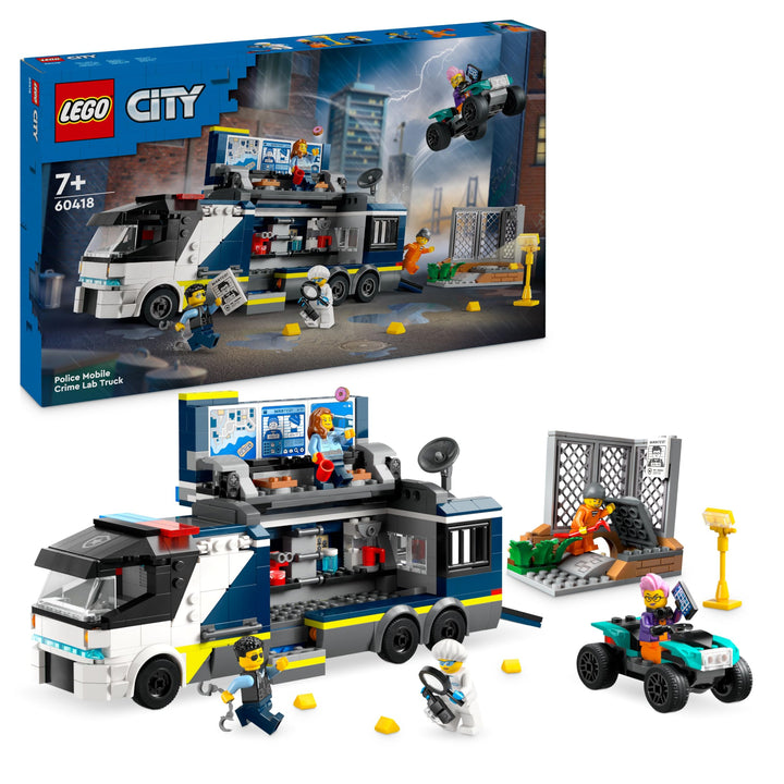 LEGO City Polizeitruck mit Labor, Polizei-Set mit Quad und LKW-Spielzeug für Kinder, Geschenk für Ju
