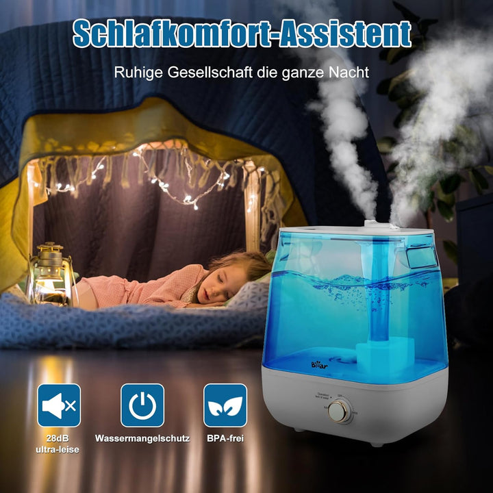 Bear 2023 6L Top-Füllung Zwei Auslassdüsen Luftbefeuchter, Ergonomischer Tragegriff，Mit Aromatherapi