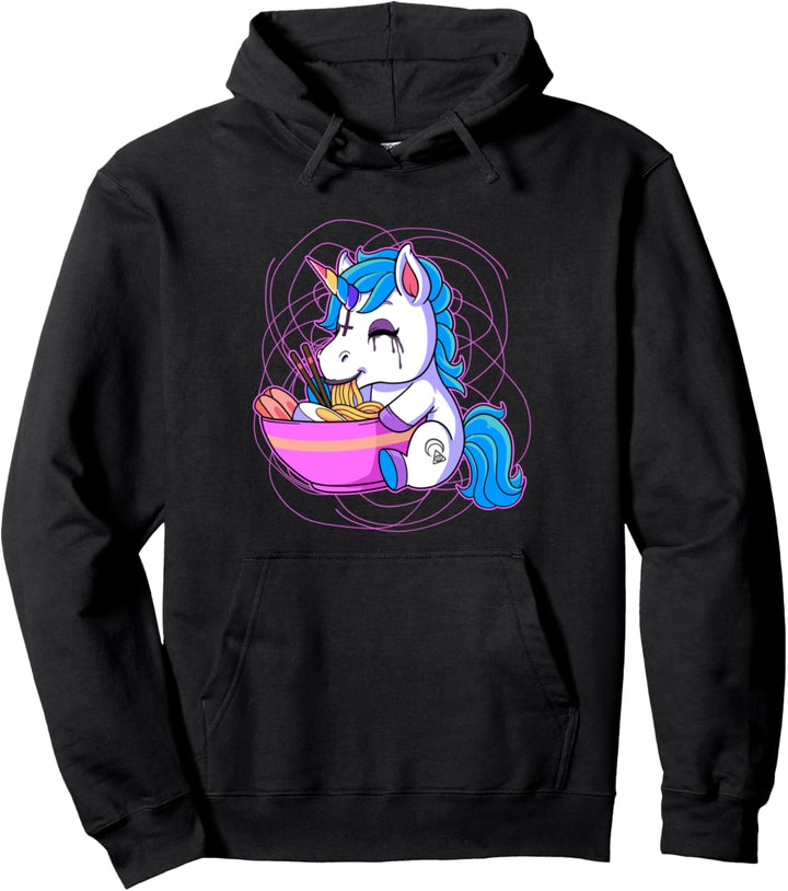 Unicorn Ramen Pastel Goth Anime Kawaii Pullover Hoodie