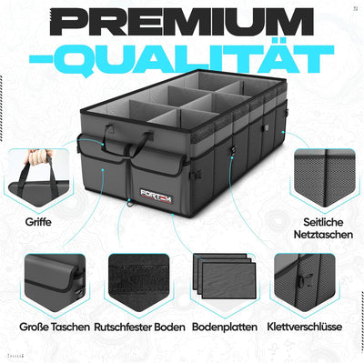 FORTEM Kofferraum Organizer, Kofferraumtasche, Zusammenklappbarer Auto Organizer Kofferraum mit Fäch