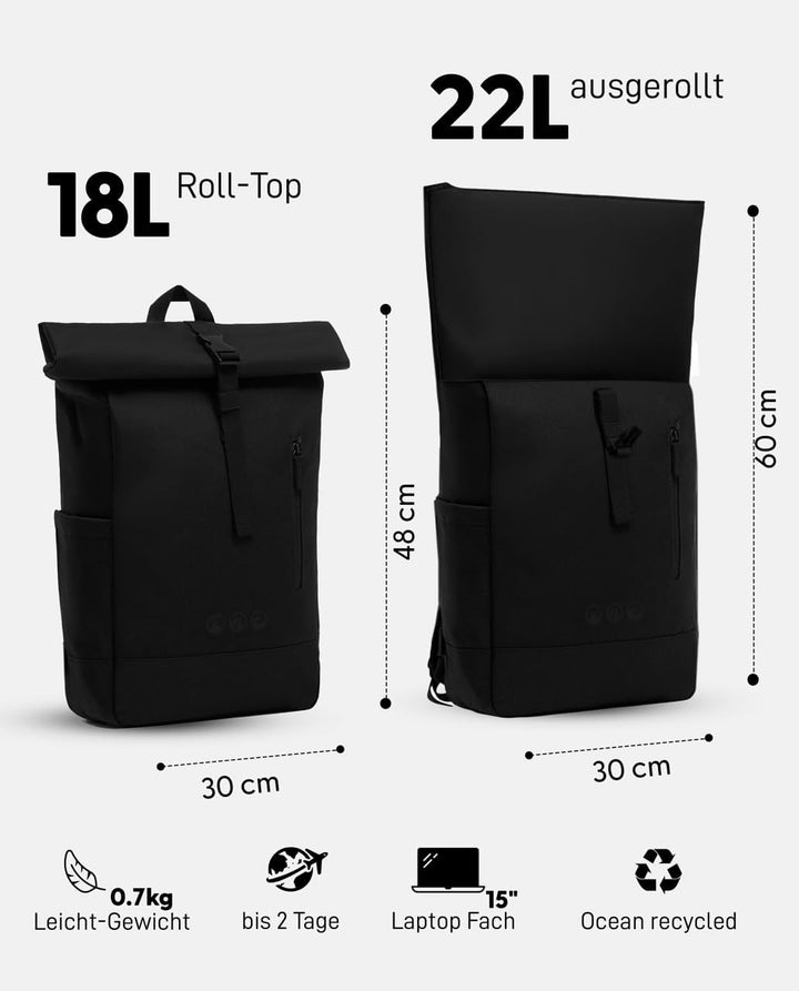 SONS OF ALOHA Roll-Top Rucksack Damen & Herren - NALU Reflektierend gross - Rolltop mit Laptopfach 1