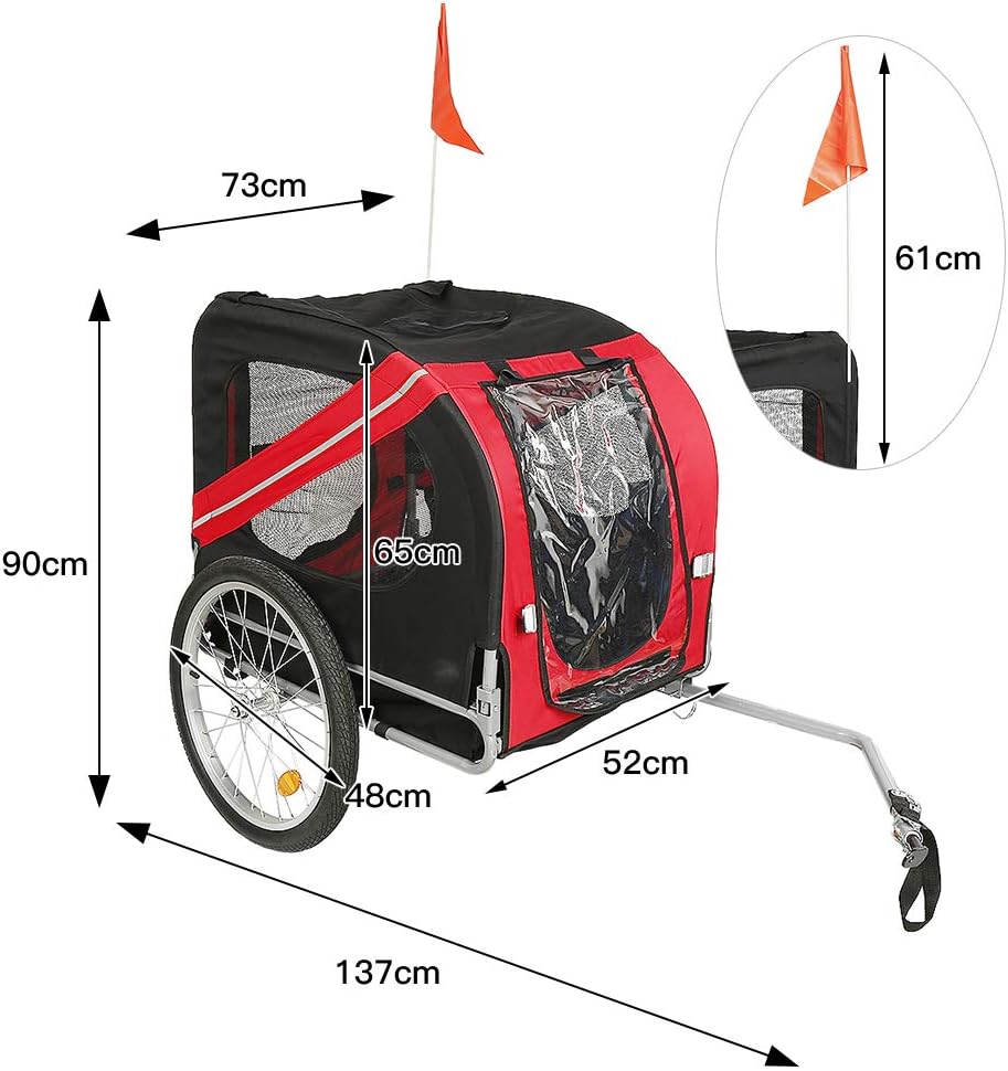 Fahrradanhänger für Hunde, Kapazität 40 kg, Kinderwagen mit Kupplung, drehbar, Sicherheitsnetz, Rege