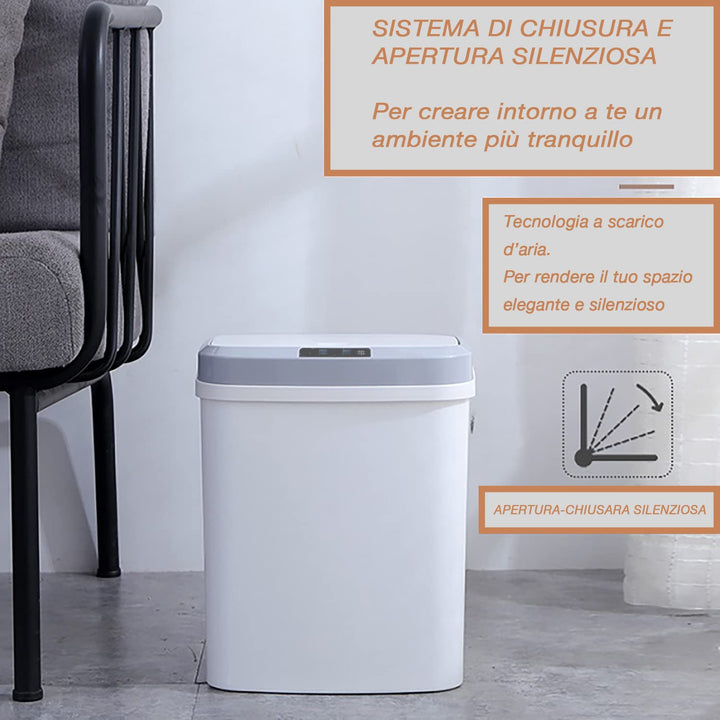 S.I.C Mülleimer mit Sensor,Automatischer Mülleimer,16L,mit Smart Öffnungs-Sensor und Geräuschloser V