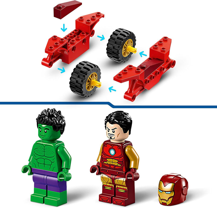 LEGO | Marvel Iron Man mit Bike und der Hulk - Superhelden Spielzeug für Kinder - Spielset zum Samme
