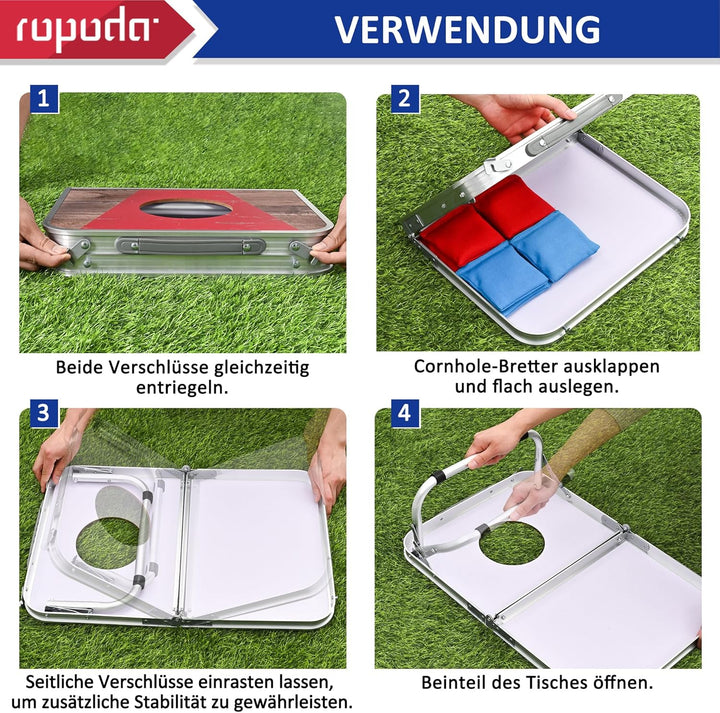 ROPODA Bean Bag Toss Spielset, tragbares Cornhole-Spielset mit 8 Wurfsäcken, leichtes Cornhole-Spiel