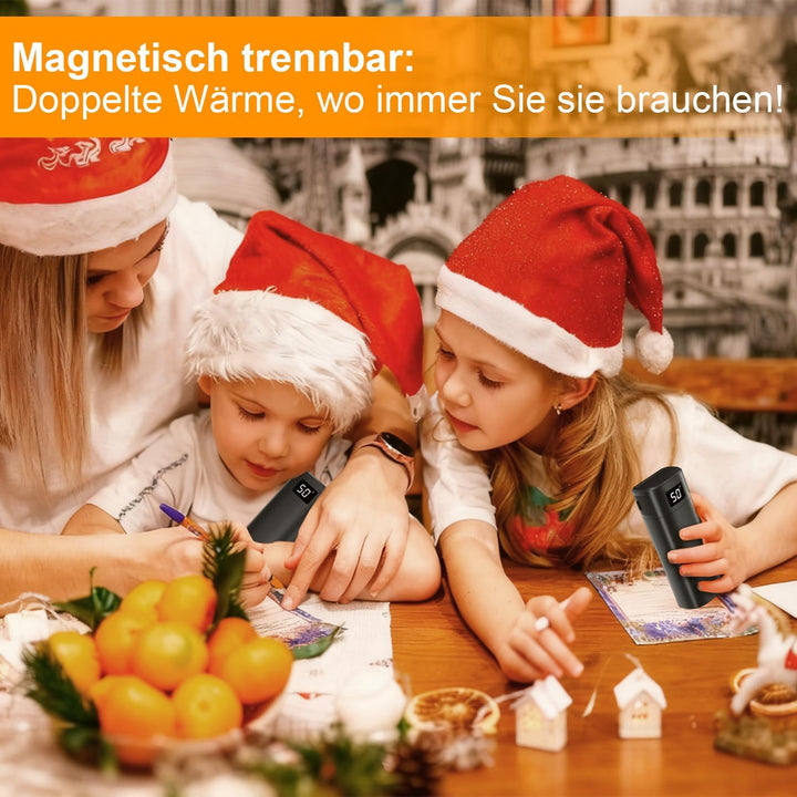 Elektrischer Handwärmer Magnetisch 5000mAh X2 Duale Heizung, 3-Temperaturstufen mit LCD-Display & Po