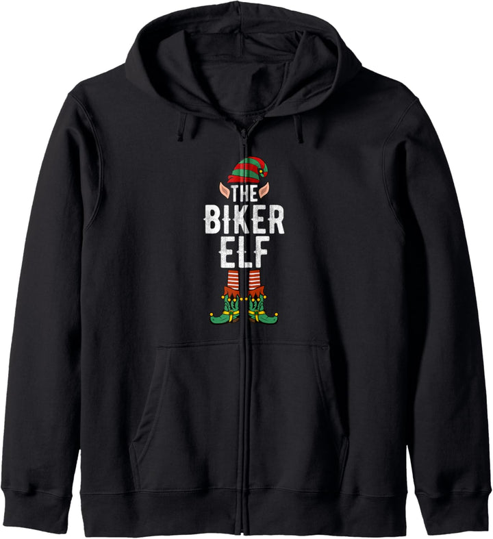 Biker Elf Funny Christmas matching croup family pajama motor Kapuzenjacke