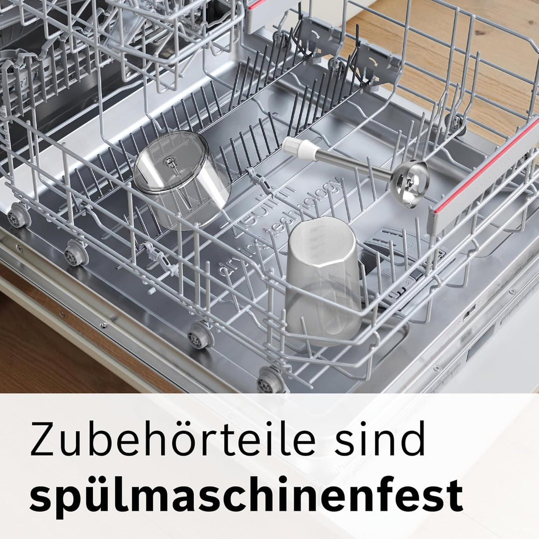 Bosch Stabmixer ErgoMixx MSM66120, Edelstahl-Mixfuss, Mix- und Messbecher, 4-Klingen-Messer, ergonom