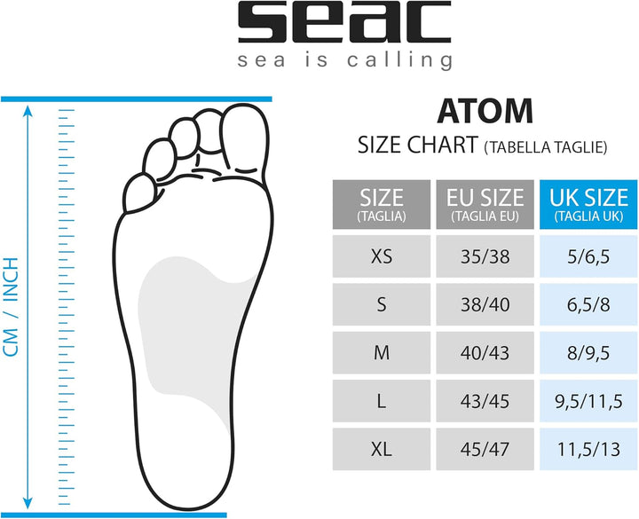 Seac Atom Kurze Schwimmflossen für das Training im Pool und im Freiwasser, L