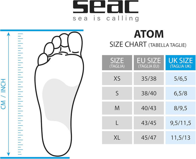 Seac Atom Kurze Schwimmflossen für das Training im Pool und im Freiwasser, M