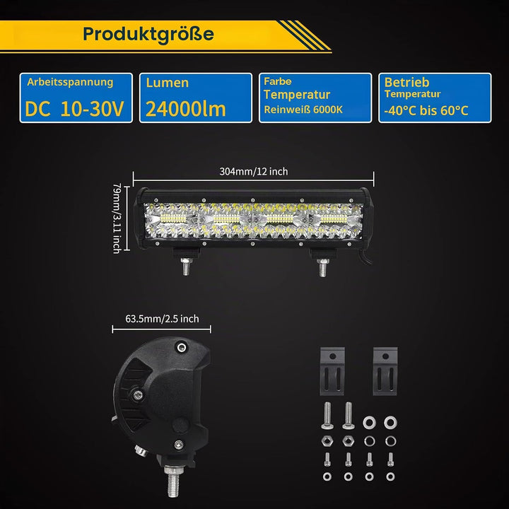 SKYWORLD LED Arbeitsscheinwerfer Bar 30.4cm 240W LED Scheinwerfer 12V 24V Arbeitslicht Zusatzscheinw