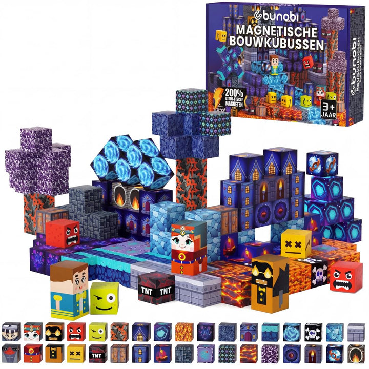 Magnetische Bausteine 100 Teile (2 cm) – Magnetic Cubes Magnetwürfel Set – Magnetisches Bauspielzeug
