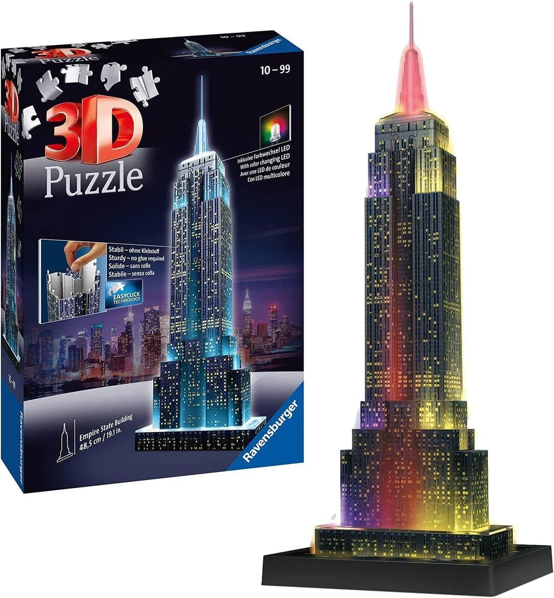 Ravensburger 3D Puzzle Empire State Building bei Nacht 12566 - das berühmte Gebäude in New York - le