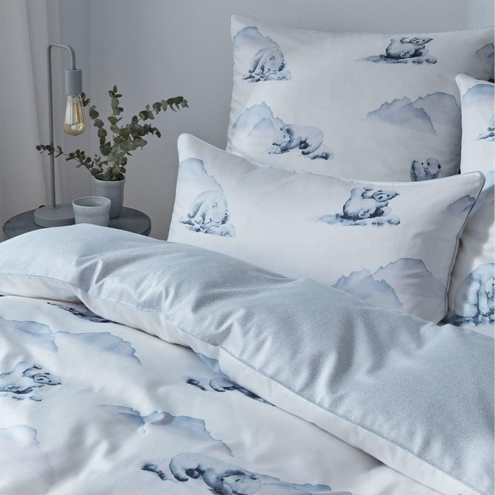 elegante Mako-Satin Bettwäsche Eisbär schneeweiss 1 Bettbezug 135 x 200 cm + 1 Kissenbezug 80 x 80 c