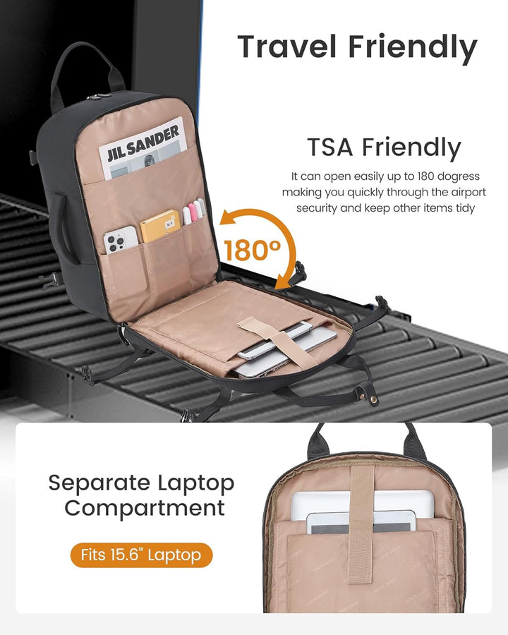 LOVEVOOK Reiserucksack Handgepäck Flugzeug, 15.6 Zoll Laptop Rucksack Damen Gross Travel Backpack Wo