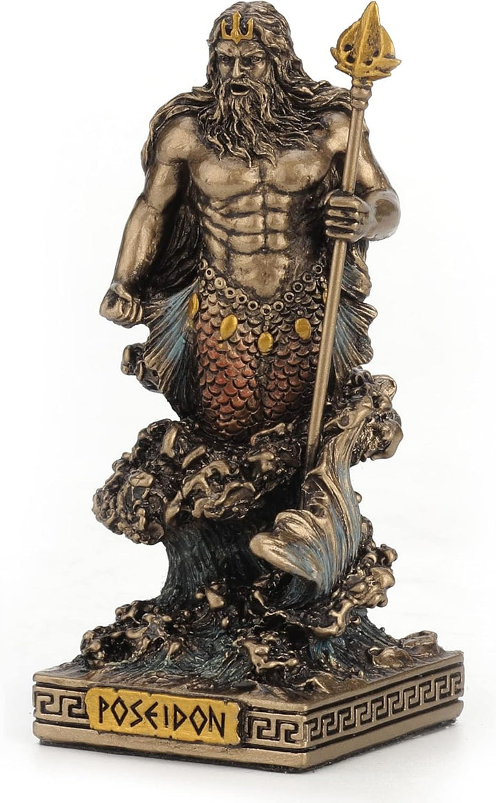 Veronese Design Poseidon Gott des Meeres Miniaturfigur Poseidon Schwarzem, Poseidon Schwarzem