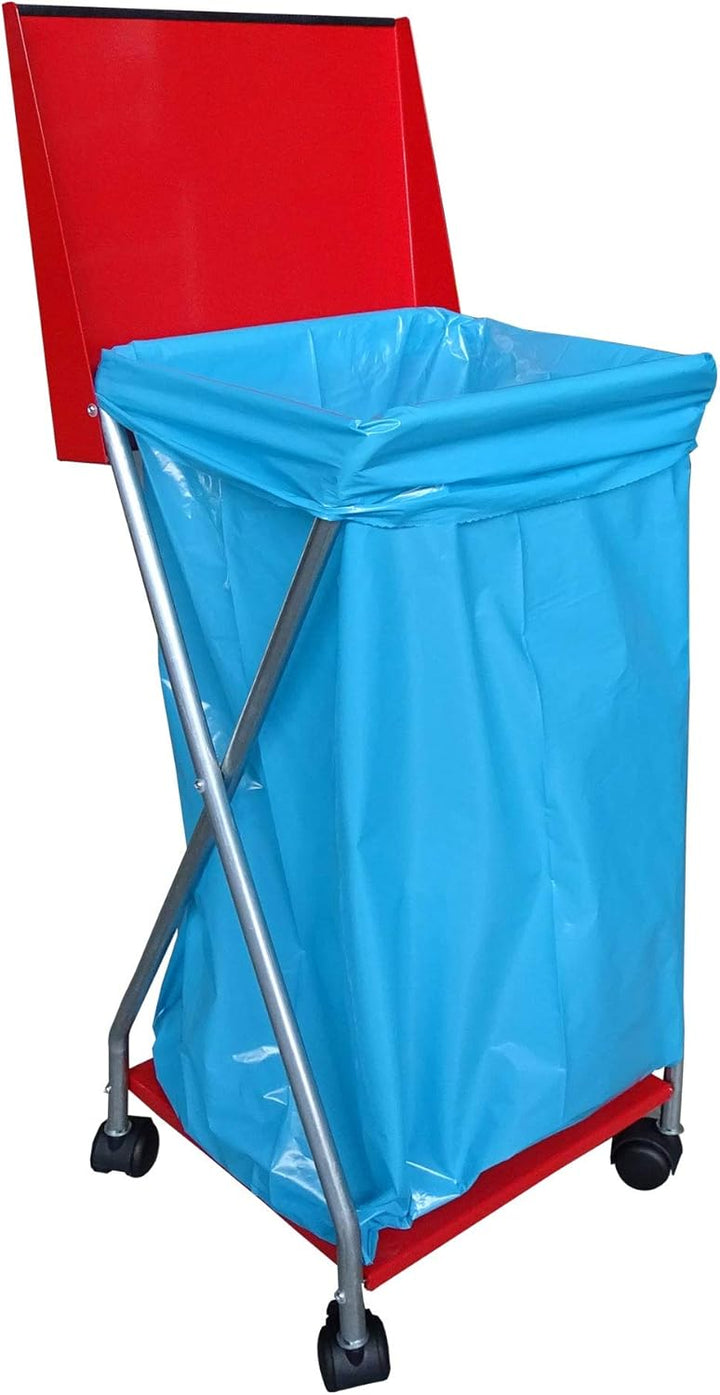QUICK STAR Müllsackständer mit 4 Rollen 120 Liter Stahlblech Ständer Müllbeutelhalter Müllsackhalter
