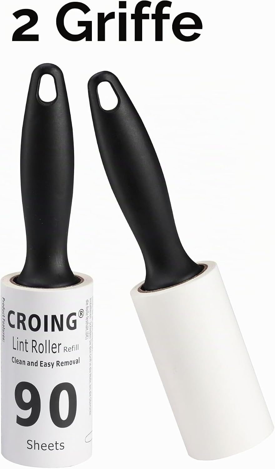 CROING Fusselrollen für Haustiere, 810 Blatt Fusselroller-Nachfüllpackungen & 2 Griffe, 90 Blatt pro