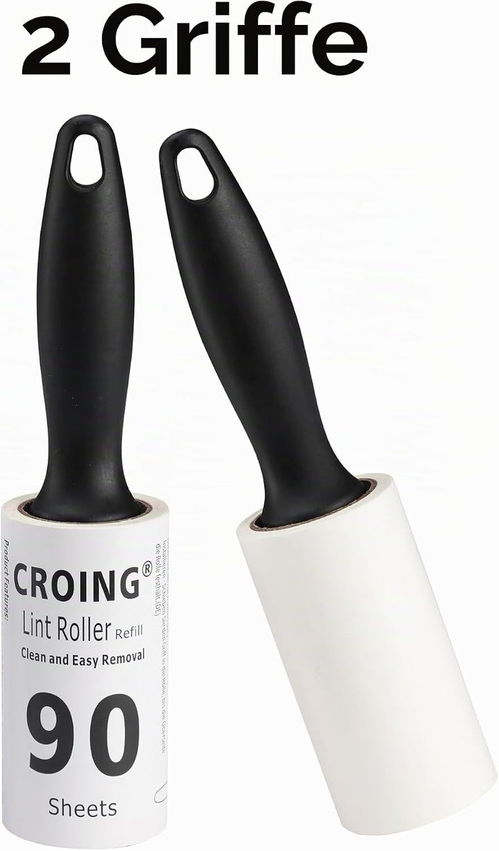 CROING Fusselrollen für Haustiere, 810 Blatt Fusselroller-Nachfüllpackungen & 2 Griffe, 90 Blatt pro