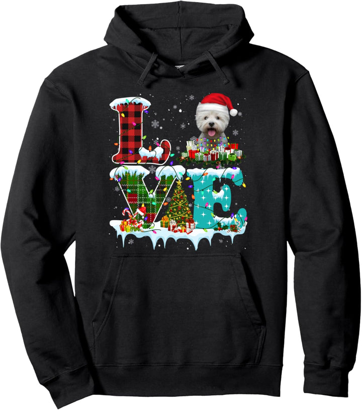 Westie Weihnachtsbaum-Lichter, Weihnachtsmann-Hund Pullover Hoodie