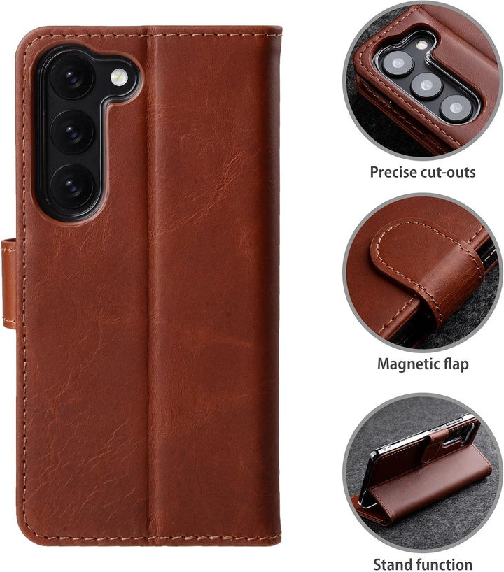 STILGUT Talis kompatibel mit Samsung Galaxy S23 Hülle mit Kartenfach aus Leder, Wallet Case, Lederhü