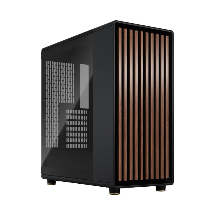 Fractal Design North Charcoal Black Tempered Glass Dark - Wood Walnut front - Glass side panel - Two