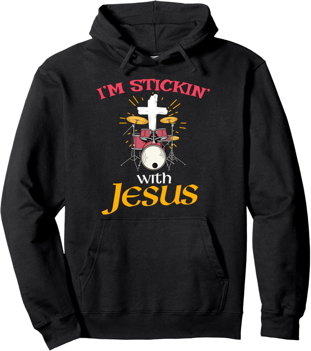 Schlagzeuger Geschenk Trommelnder Jesus Pullover Hoodie