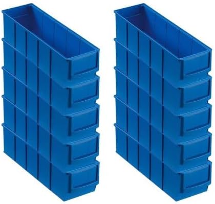 SparSet 10x Blaue Industriebox 300 S | HxBxT 8,1x9,1x30cm | 1,6 Liter | Sichtlagerkasten, Sortiments